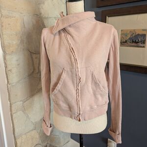 Frank & Eileen Asymmetrical Zip Crop Sweatshirt in Dusty Rose